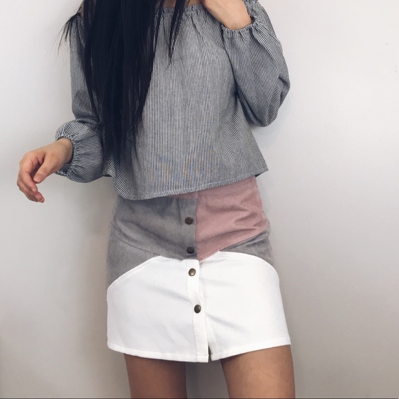 LAST Alice // Color Block Corduroy Mini Skirt - Picture 5 of 6